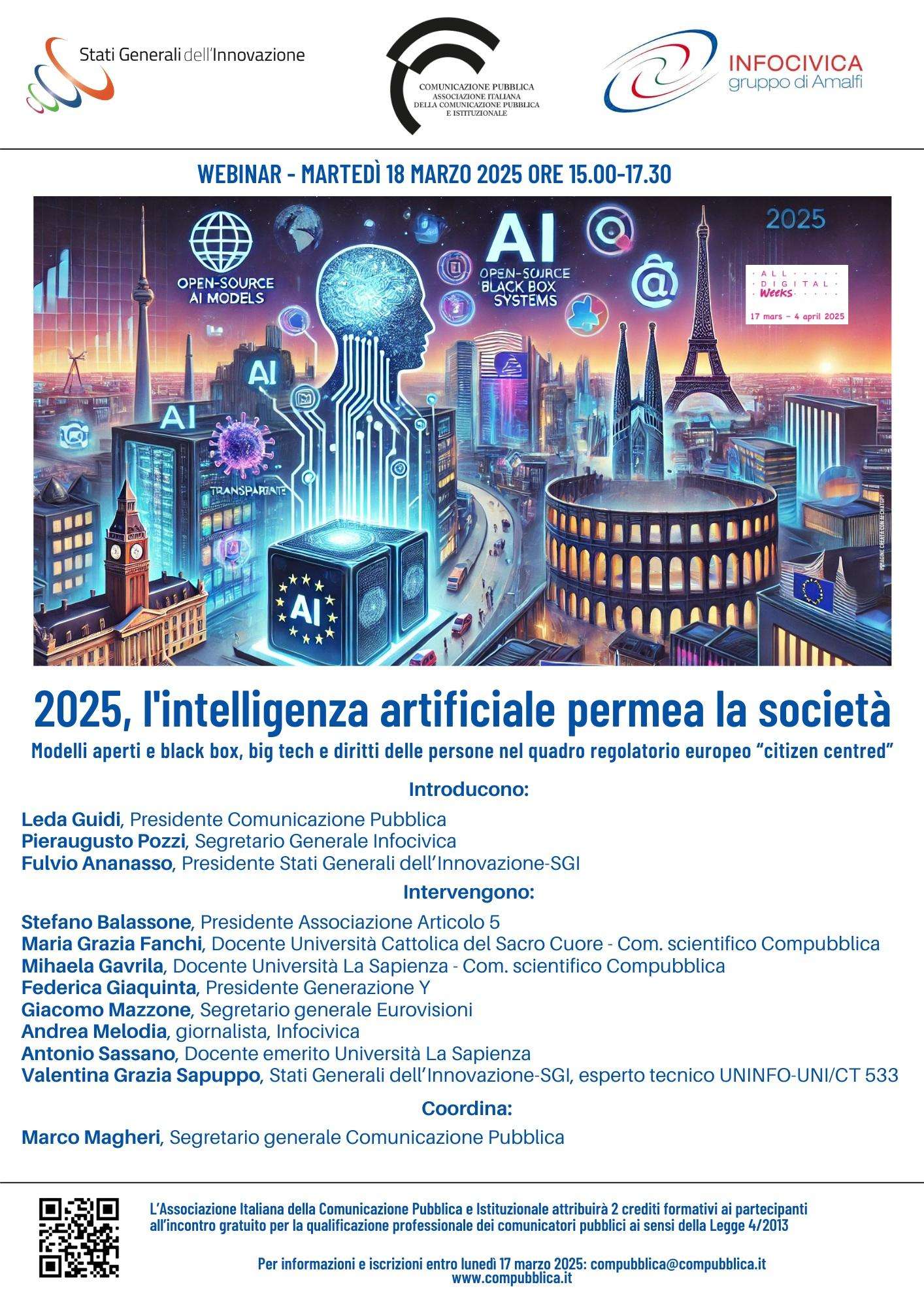 2025, l’Intelligenza Artificiale permea la società. Modelli aperti e black box, Big Tech e diritti delle persone nel Quadro regolatorio europeo “citizen centred”